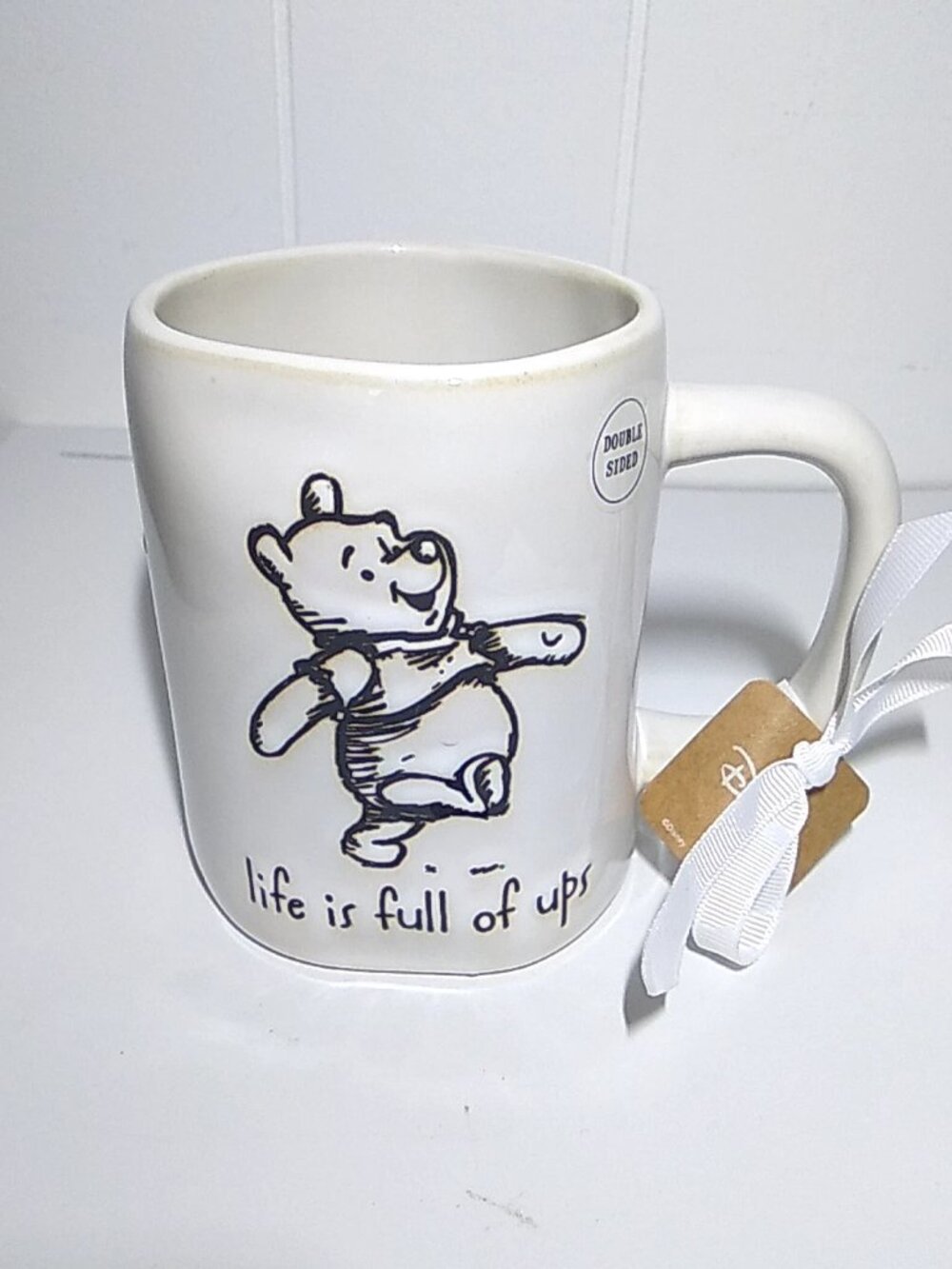 Rae Dunn Disney Winnie The Pooh LIFE IS FULL OF UPS AND DOWNS Mug Cup 4.75" NEW